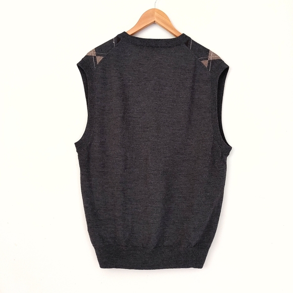 Pronto Uomo Knit Sweater Vest Argyle Size Large Wool Blend - Picture 2 of 11